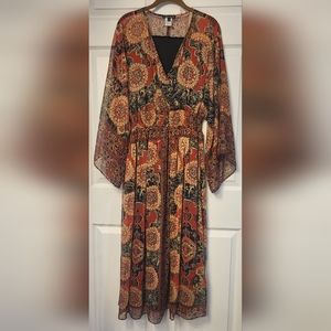 The Pyramid Collection Boho Fairy Maxi Dress With Draped Sleeves Size Small